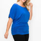 Short Sleeve Top Featuring A Round Neck And Ruched Sides