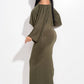 Solid Rayon Spandex Midi Length Tank Dress And Slouchy Cape Top Two Piece Set