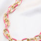 Color Metal Oval Link Necklace