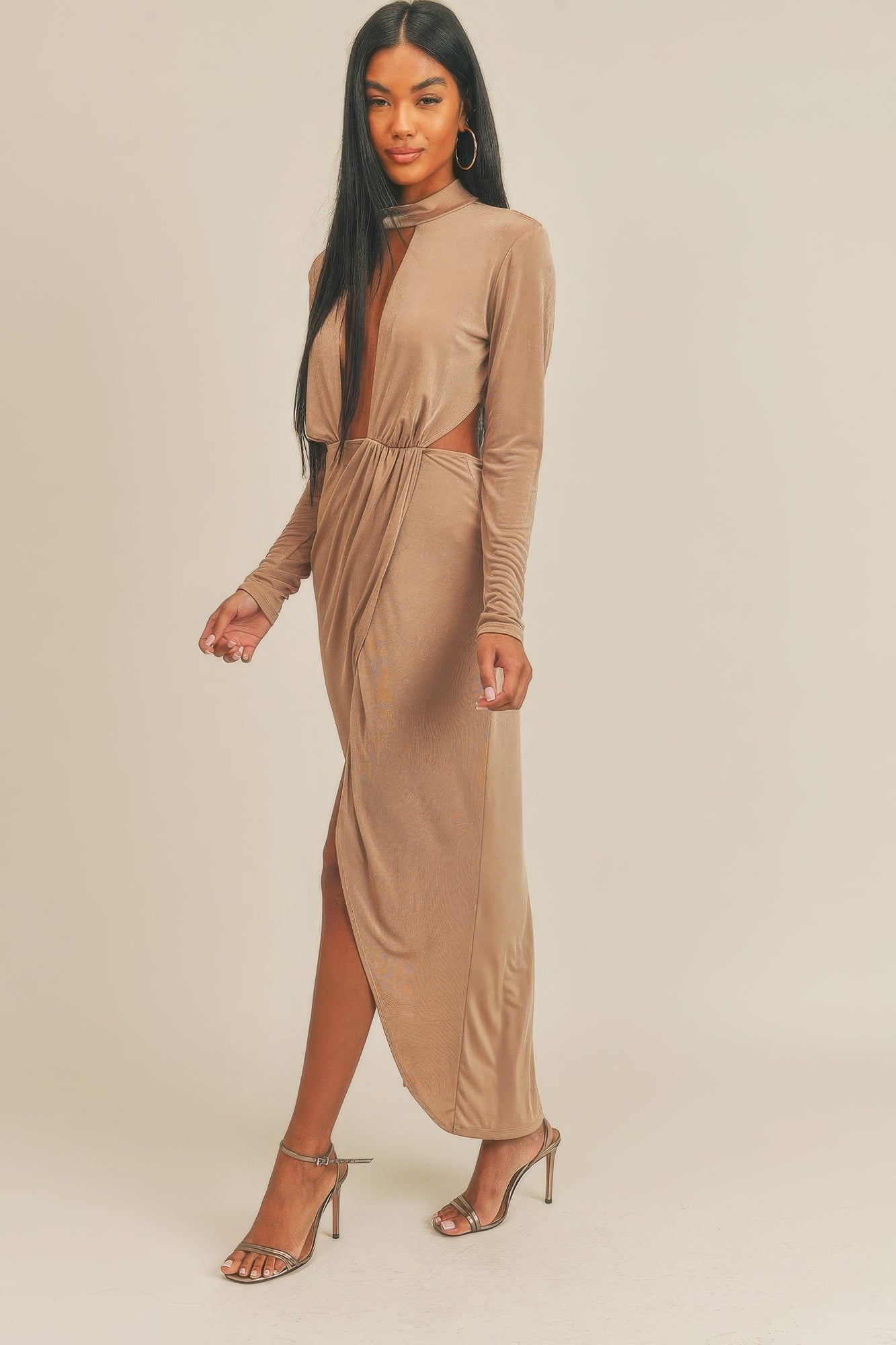 Pecan Brown Open Front Dress