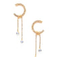 C Shape Rhinestone Dangle Earrng