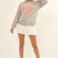 Vintage-style Heart Graphic Print French Terry Knit Sweatshirt