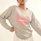 Vintage-style Heart Graphic Print French Terry Knit Sweatshirt