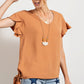 V Neckline Wing Sleeves Woven Top