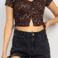 Ruched Drawstring Animal-printed Crop Top