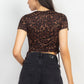 Ruched Drawstring Animal-printed Crop Top