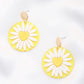 Daisy Printed Round Ac Drop Earriing