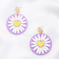 Daisy Printed Round Ac Drop Earriing