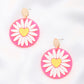 Daisy Printed Round Ac Drop Earriing