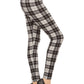 Plaid High Waisted Leggings In A Fitted Style, With An Elastic Waistband