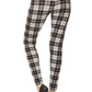 Plaid High Waisted Leggings In A Fitted Style, With An Elastic Waistband