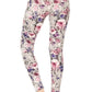 5-inch Long Yoga Style Banded Lined Floral Printed Knit Legging With High Waist