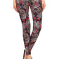 Floral Print High Waist Basic Solid Leggings With 1 Elastic Waistband