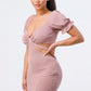 Lux Side Cutout W/ Back Tie Detail Bodycon Dress