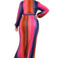 Plus Gradient Stripe 2 Piece Maxi Skirt Set