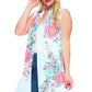 Floral Print, Open Front Vest With An Asymmetric Hem.