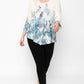 Print Top Featuring A Round Neckline And 3/4 Bell Sleeves