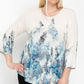 Print Top Featuring A Round Neckline And 3/4 Bell Sleeves