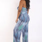 Printed Tube Jumpsuit With Self Belt