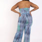 Printed Tube Jumpsuit With Self Belt