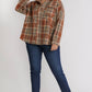 Plaid Collar Button Down Overshirt With Front Pockets