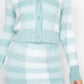 Plaid Button-front Cropped Sweater Cardigan