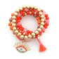 Evil Eye Bead Tassel Bracelet Set