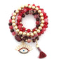 Evil Eye Bead Tassel Bracelet Set