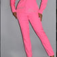 2 Piece Powersuit Blazer & Pants Set With Rhinestone Letterings On Blazer