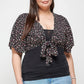 Plus Size Ditsy Floral Print Cropped Bolero Cardigan