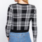 Long Sleeve V-neck Fitted Button Down Plaid Sweater Cardigan