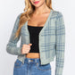 Long Sleeve V-neck Fitted Button Down Plaid Sweater Cardigan