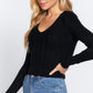 Long Sleeve V-neck Cable Sweater