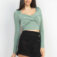 Twisted Velvety Long Sleeve Crop Top