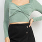 Twisted Velvety Long Sleeve Crop Top