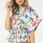 Floral Print Short Sleeve Top With Waist Tie