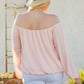 Off Shoulder Long Bubble Sleeve Solid Top