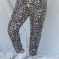 Plus Brown Leopard Print Two Pocket Joggers Pants