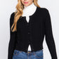 Crew Neck Cable Sweater Cardigan