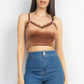 Sleeveless Corset Velvet Crop Top