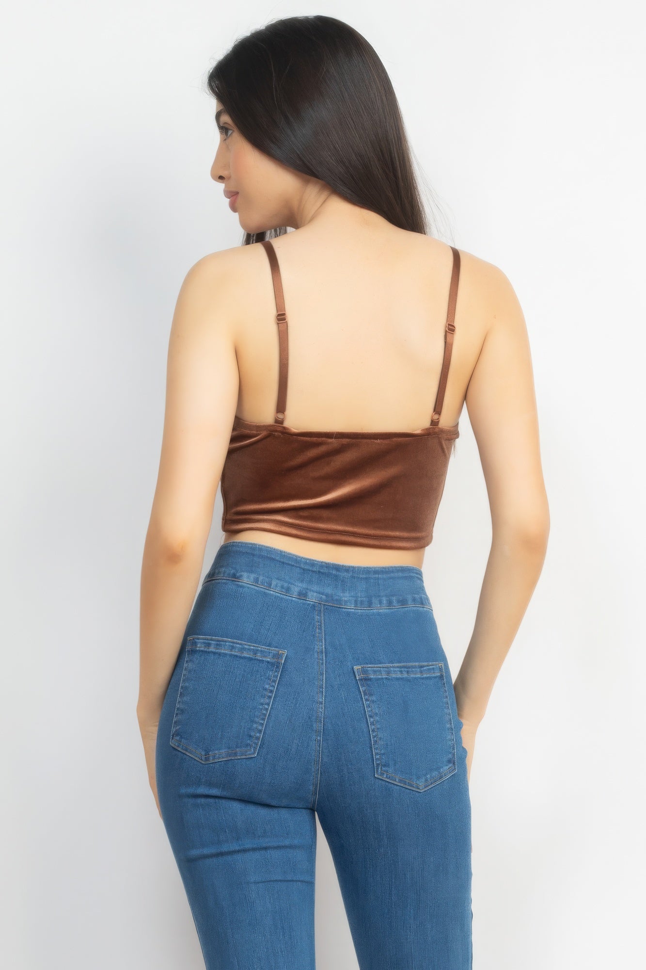 Sleeveless Corset Velvet Crop Top