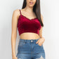 Sleeveless Corset Velvet Crop Top