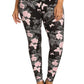 Plus Size Super Soft Peach Skin Fabric, Butterfly Graphic Printed Knit Legging With Elastic Waist Detail