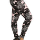 Plus Size Super Soft Peach Skin Fabric, Butterfly Graphic Printed Knit Legging With Elastic Waist Detail