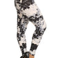 Super Soft Peach Skin Fabric, Floral Graphic Printed Knit Legging With Elastic Waist Detail