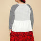 Plus Size Cute Polka Dot And Animal Print Contrast Swing Tiered Dress