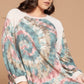 Plus Size Tie Dye French Terry Print Balloon Sleeve Top