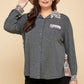 Plus Size Printed Patchwork Contrast Button Up Shirt