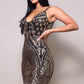 Spaghetti Strap Holiday Sequins Plunge Mini Dress