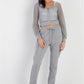 Heather Grey Contrast Fishnet Zip-up Top & Pants Set